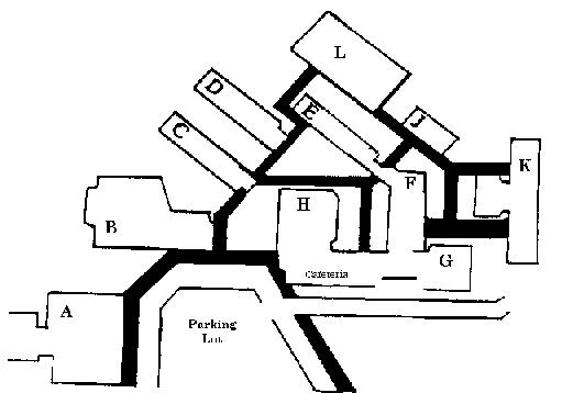 [Map of the School]>

<p>
Each building (for the most part) is dedicated to one area of study.  As a
result, there is often much competition between the buildings which finds
its way into the classroom in the form of 